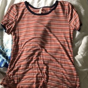 Pink and blue striped T-shirt